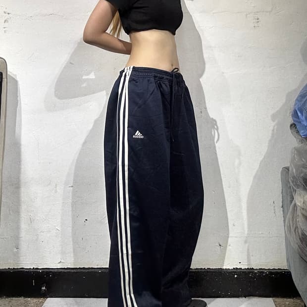 아디다스 네이비 화이트 삼선 와이드 팬츠 XL