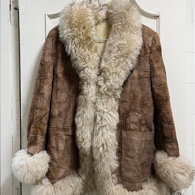 vintage eco fur mustang coat(brown)