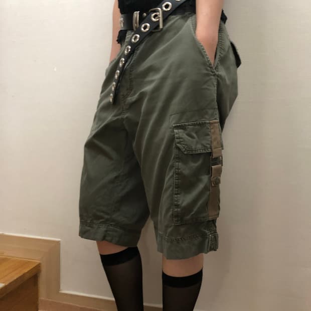 빈티지 카키 카고 팬츠