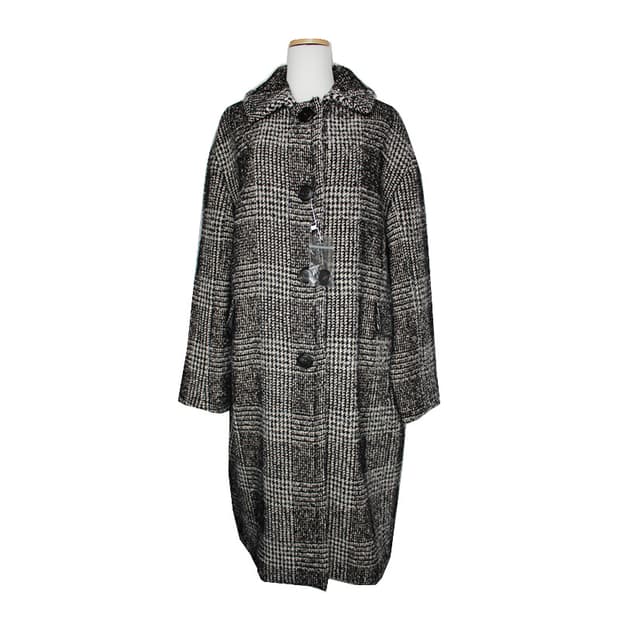 S막스마라 블랙 체크 트위드 롱 코트 77