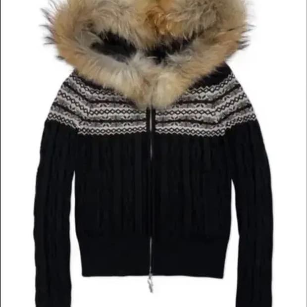 울프죠 라쿤 니트후드집업