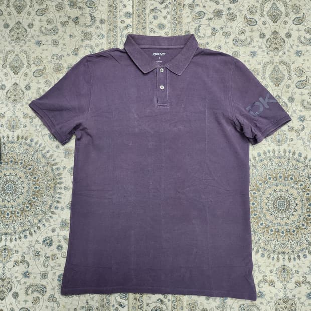 DKNY 퍼플 슬림핏 반팔 폴로티 S