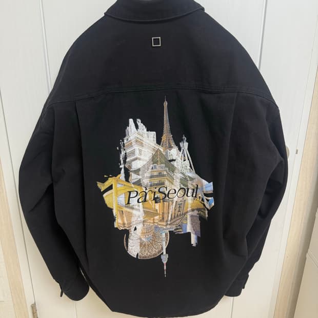우영미 시티 그래픽 데님 셔츠 블랙 24FW
