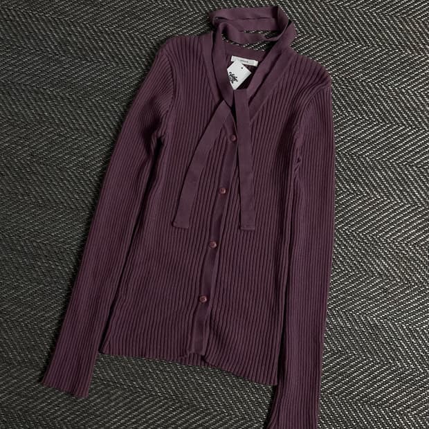 빈티지 우먼스 슬림핏 골지 초커 니트 y 3264