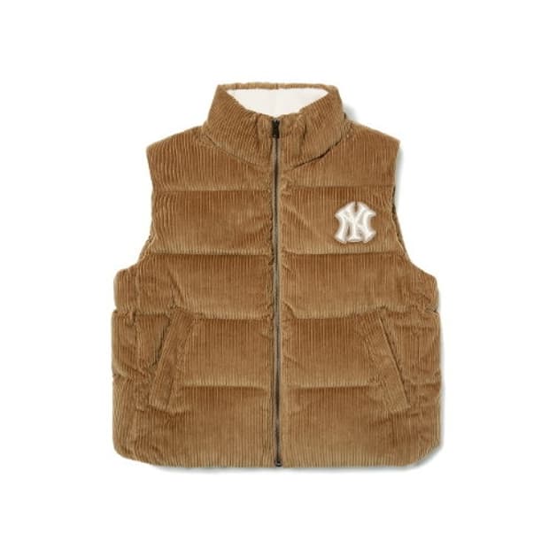 MLB 코듀로이 베이스 덕다운 베스트 패딩 조끼 브라운 XL