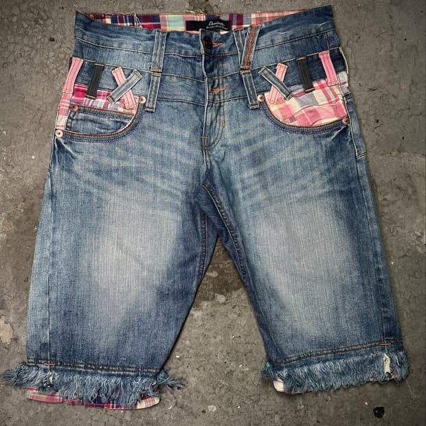 Double Belt Denim Shorts