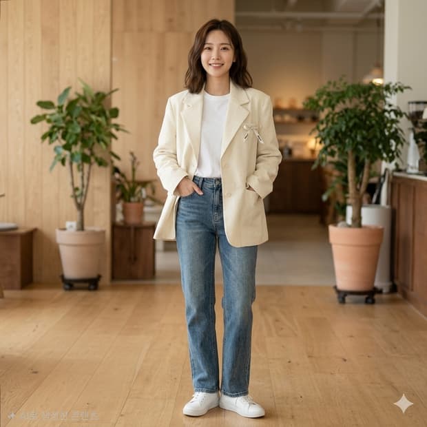 R Style 린넨 혼방 리본 포인트 자켓