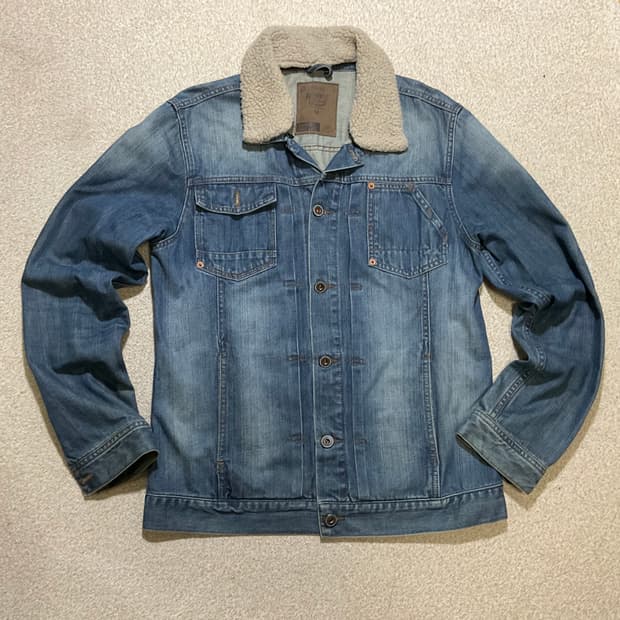 authentic 어센틱 데님 자켓 청 양털 카라 M 