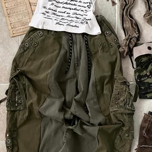 와이즈걸 커스텀팬츠 빈티지 카고바지 