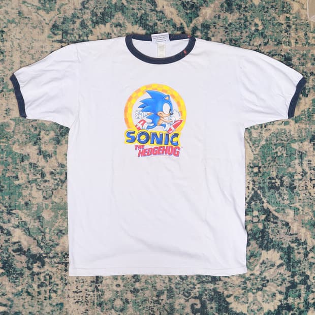 VTG 빈티지 2000년대 소닉 프로모션 링거 반팔 티셔츠 L