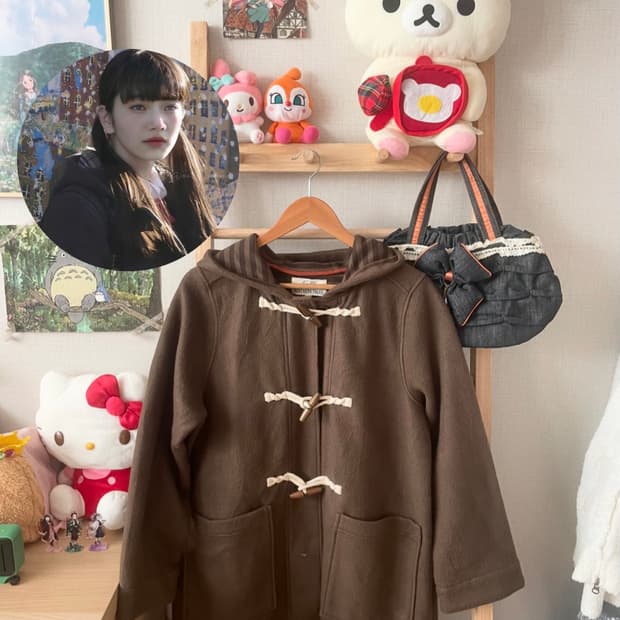 모리걸 빈티지 브라운 떡볶이 후드 코트 🤍🤎