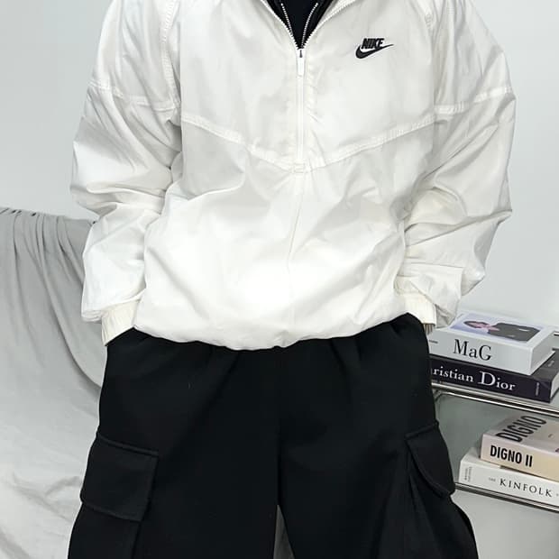 나이키 화이트 윈드러너 바람막이 XL