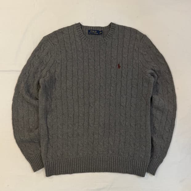 폴로 랄프로렌 꽈배기 케이블 니트 그레이