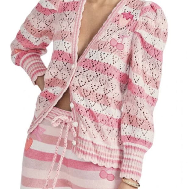 Love shack fancy 러브 쉑 팬시 펀칭 포인텔 니트 가디건