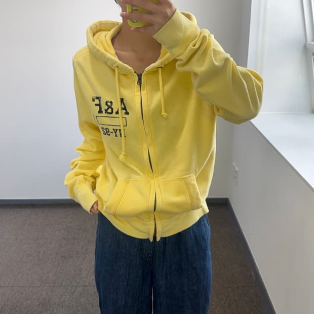 Abercrombie 아베크롬비 백 프린팅 옐로우 후드집업   