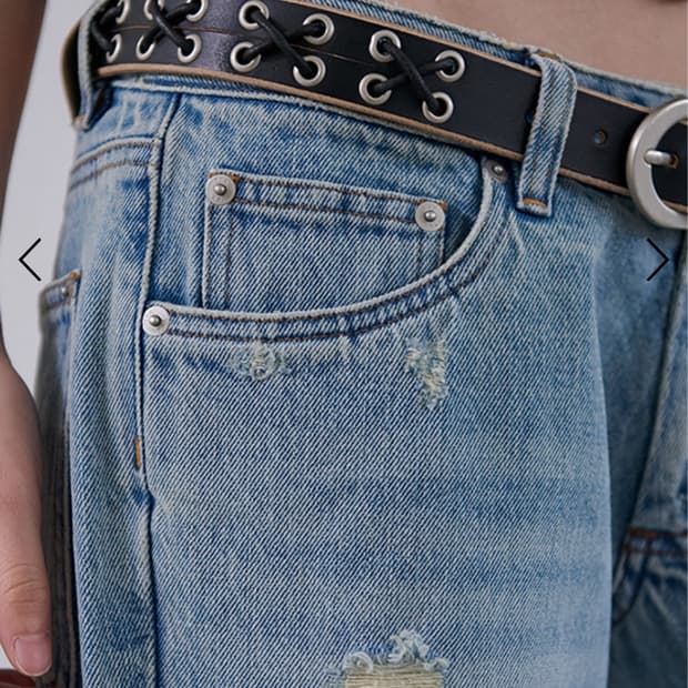 오데스 EYELET LACE -UP LEATHER BELT - BLACK
