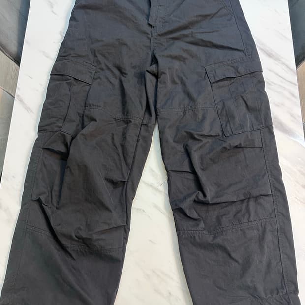 SUADE WASHED CARGO PANTS [BLACK]