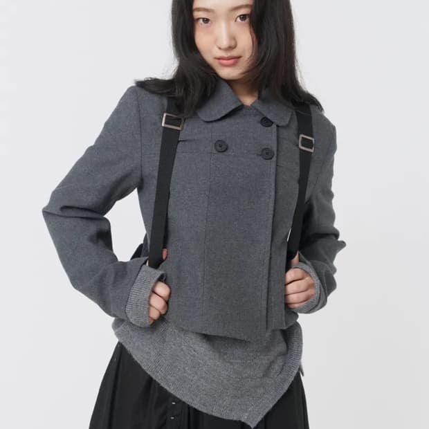 미세키 서울 라운드칼라 더블 자켓 그레이 새제품