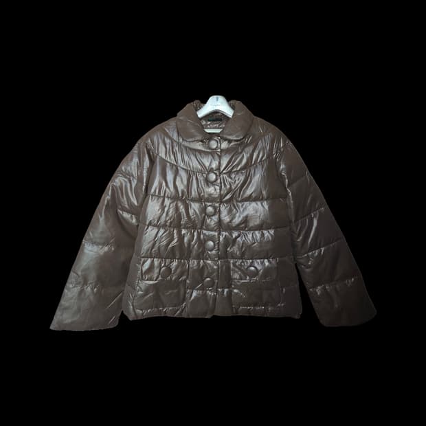 베네통 레더 둥근카라 패딩