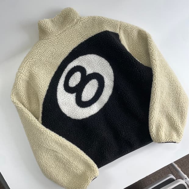-Stussy 스투시 8볼 크림 쉐르파 자켓