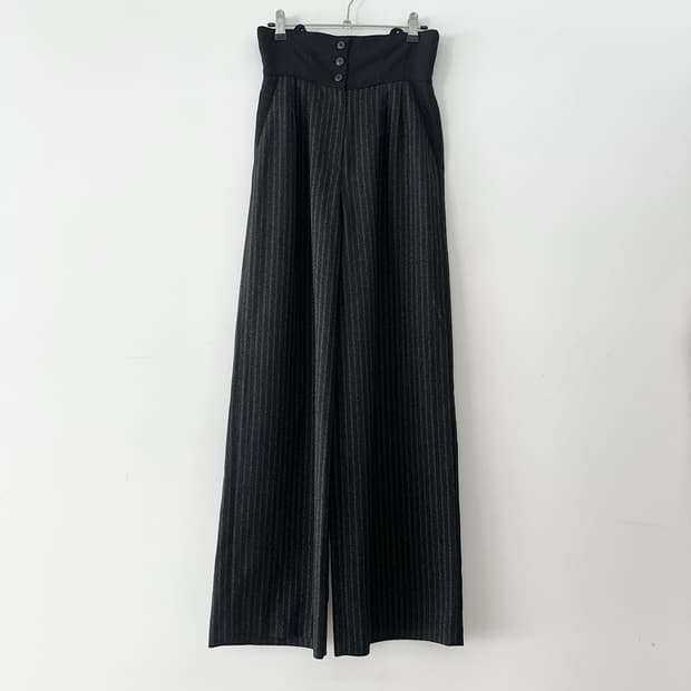 Stripe high button slacks