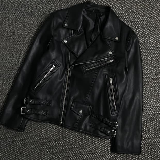 지이크 비건 레더 라이더 가죽 자켓 블랙y 3978