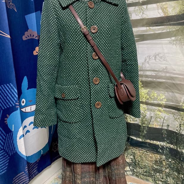 빈티지 초록 도트 코트