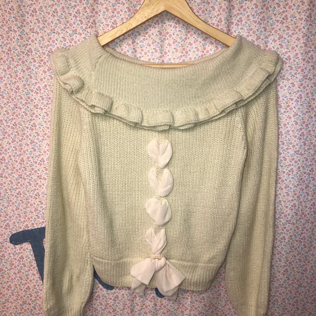 ribbon flare off shoulder knit