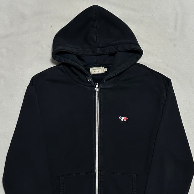 M 메종키츠네 트리컬러 폭스 블랙 후드집업