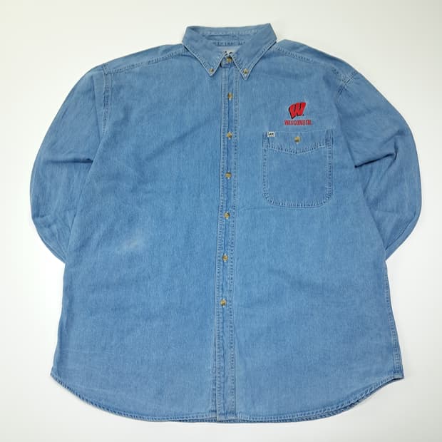 CL645 XL 리 스포츠 90s 위스콘신 버튼다운 데님 셔츠남방