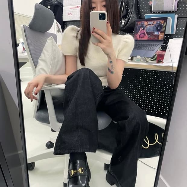 그로브(GROVE) 마리안 퍼프 소매 알파카 니트 아이보리