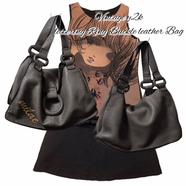 Vintage y2k lettering Ring Buckle leathe