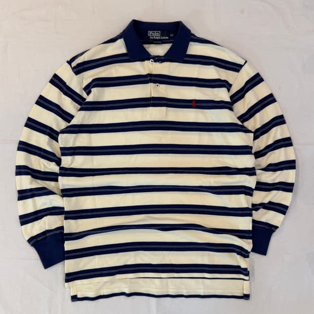 90s 폴로 랄프로렌 롱슬리브 스트라이프 럭비 카라티