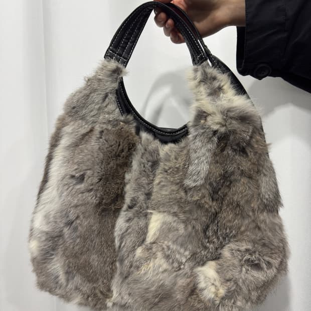 rabbit fur leather bag