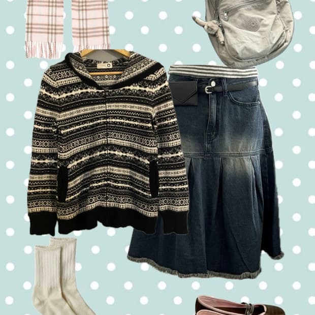 ❄️빈티지 모리걸 노르딕 투웨이 니트 후드집업❄️