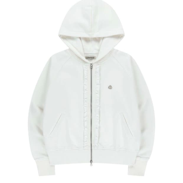 코이세이오 RUFFLE LACE HOOD ZIP-UP WHITE