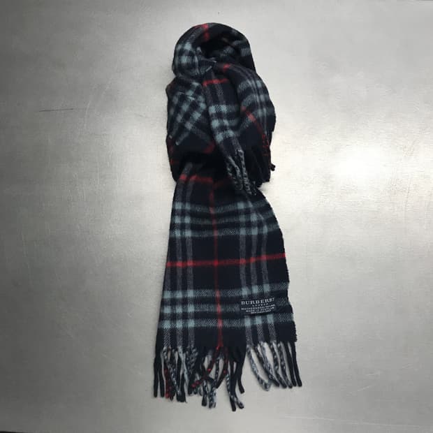 버버리 정품 캐시미어/울 머플러 네이비