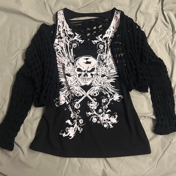 펑크 나시 그물 가디건