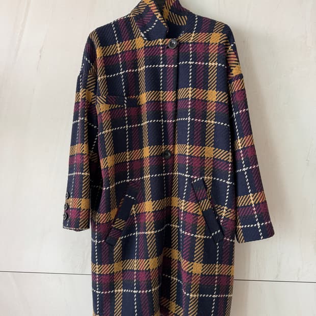 이태리 브랜드 컨디션 최상 5 PRE VIEW 체크 코트 XS(44,55