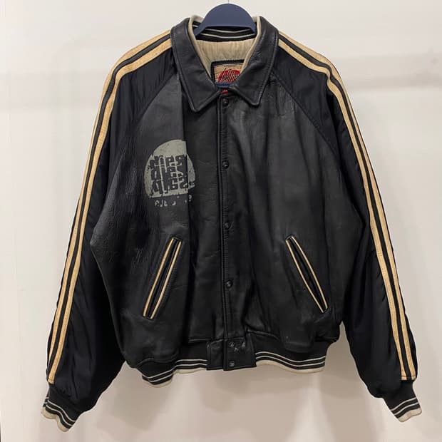디젤 90s 카우레더 소가죽 암웜업 레이싱 봄버 바시티 자켓