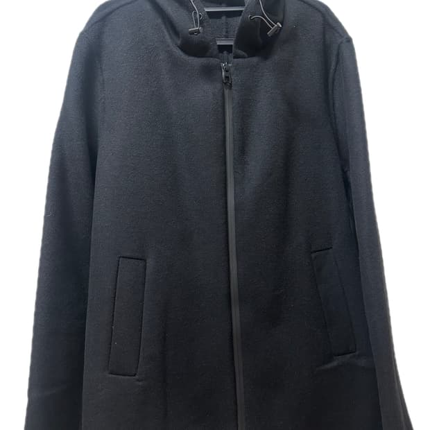 (새상품) 블랙 후드 집업 울90 코트 자켓 남녀공용