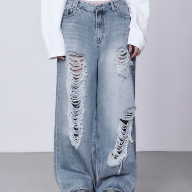 트리밍버드 스크래치 데미지 데님 팬츠 341480