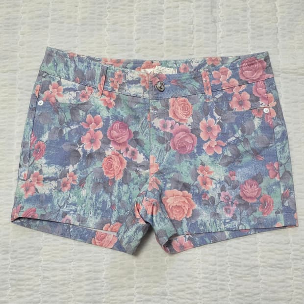 빈티지무드 수채화 로즈플라워 반바지숏팬츠