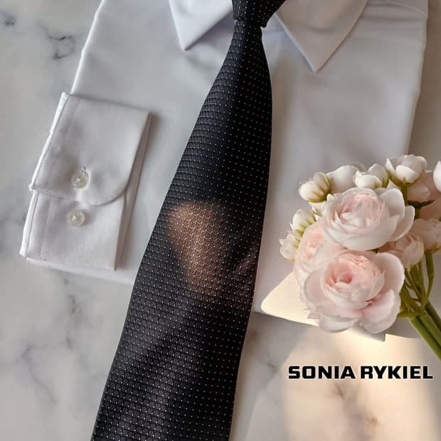 소니아리키엘 실크 블랙 미세 패턴 넥타이 9.5cm A+등급 A19144