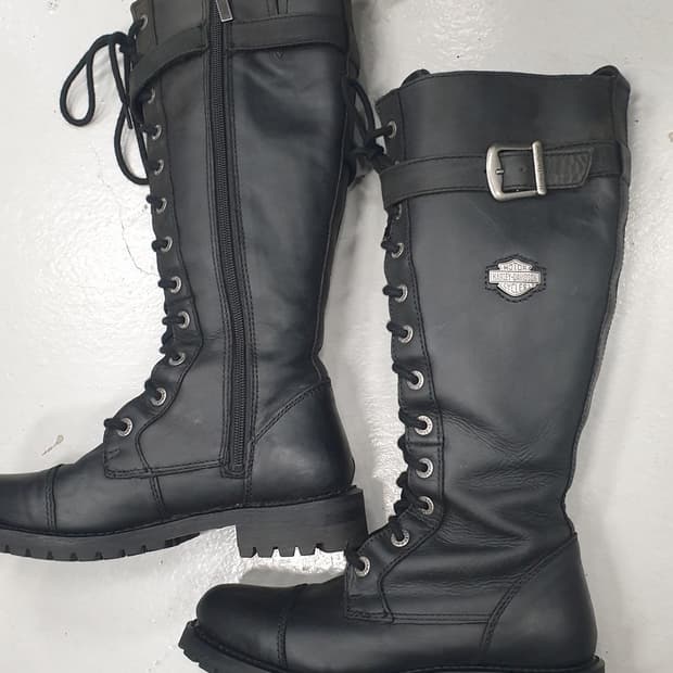 할리데이비슨 블랙 롱 부츠 레이스업
