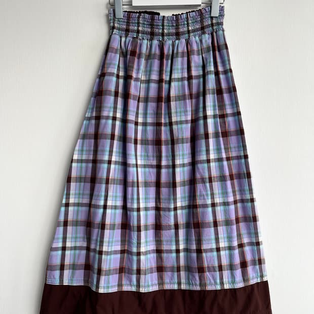 유니클로 빈티지 초코체크 스커트