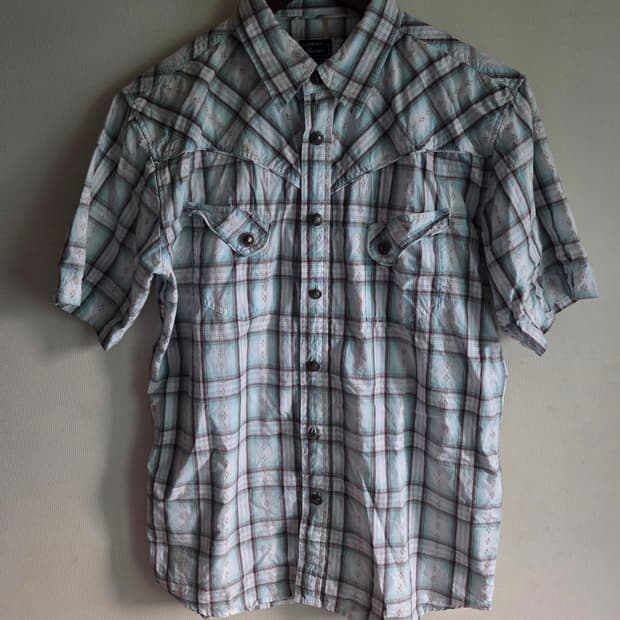 Japanese western check half shirt L