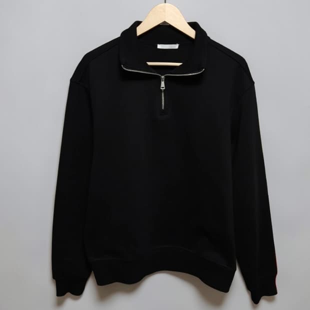 100 ZARA 자라 하프집업 맨투맨 스웻셔츠 플리스기모 블랙