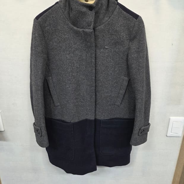 라코스테 여성 배색 울 후드코트 90 