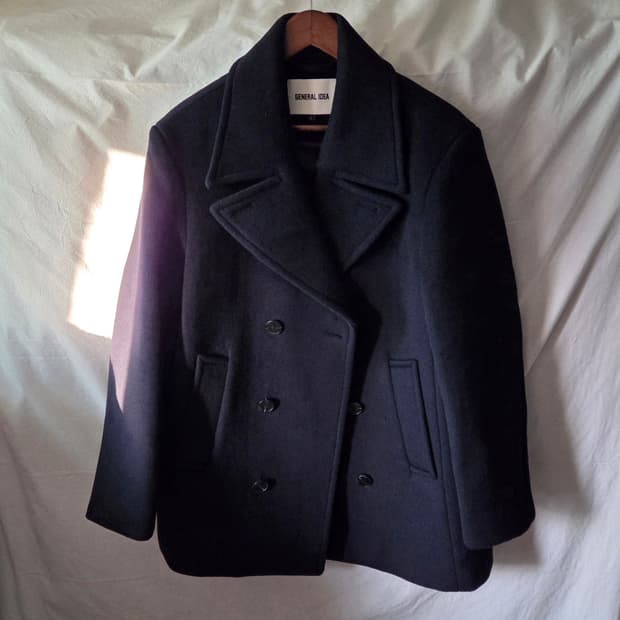 제너럴아이디어 울 블렌드 더블 피코트 다크네이비 L